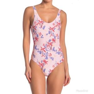 Onia Rachel Palm Tree Print Scoop Back Swimsuit
